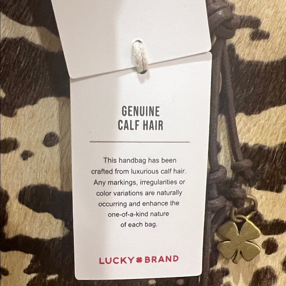 Lucky Brand | Genuine Leather & Calf Hair Tote in “Dark Cappuccino” w/Bag Charms - Picture 4 of 16